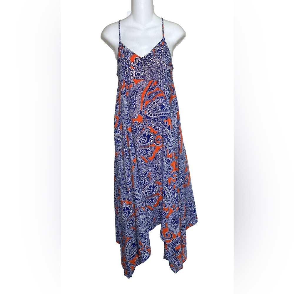 Trina Turk Silk Paisley Print V-neck Scarf Hem Dress NWT